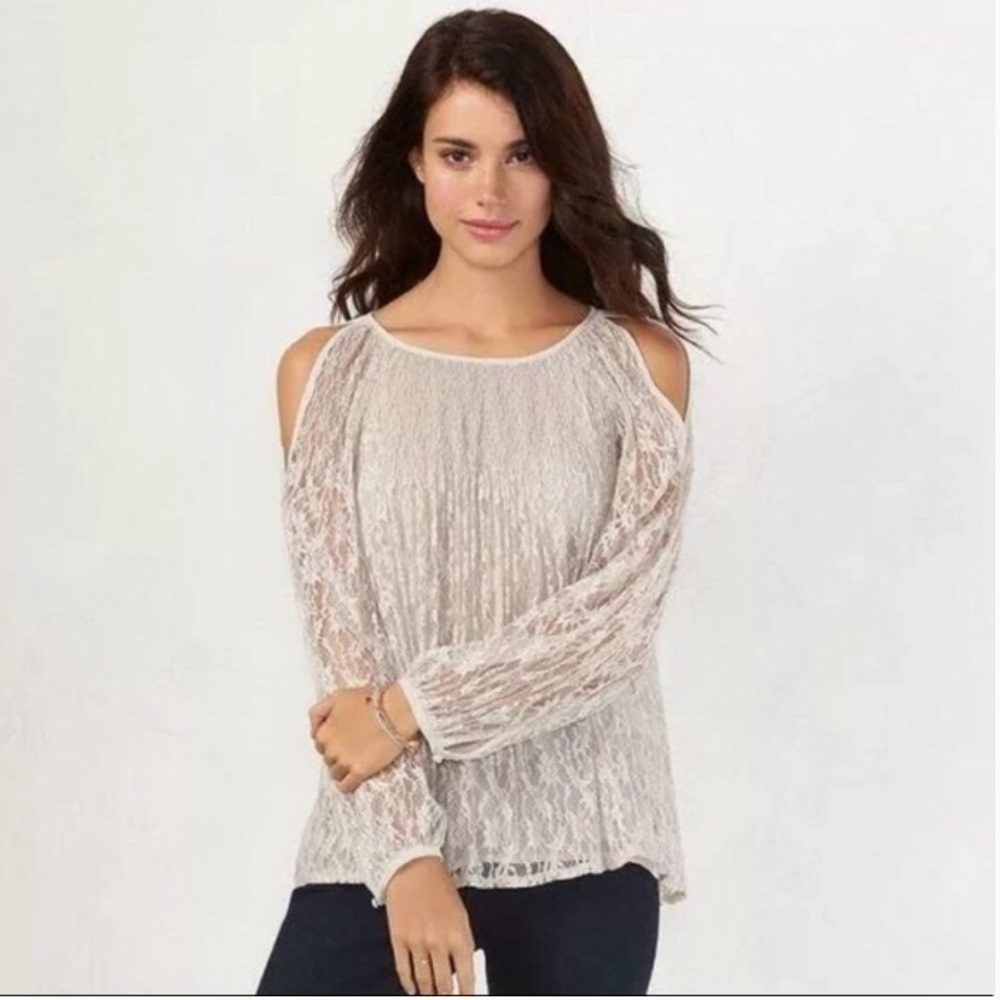 Lauren Conrad Cold Shoulder Lace Top